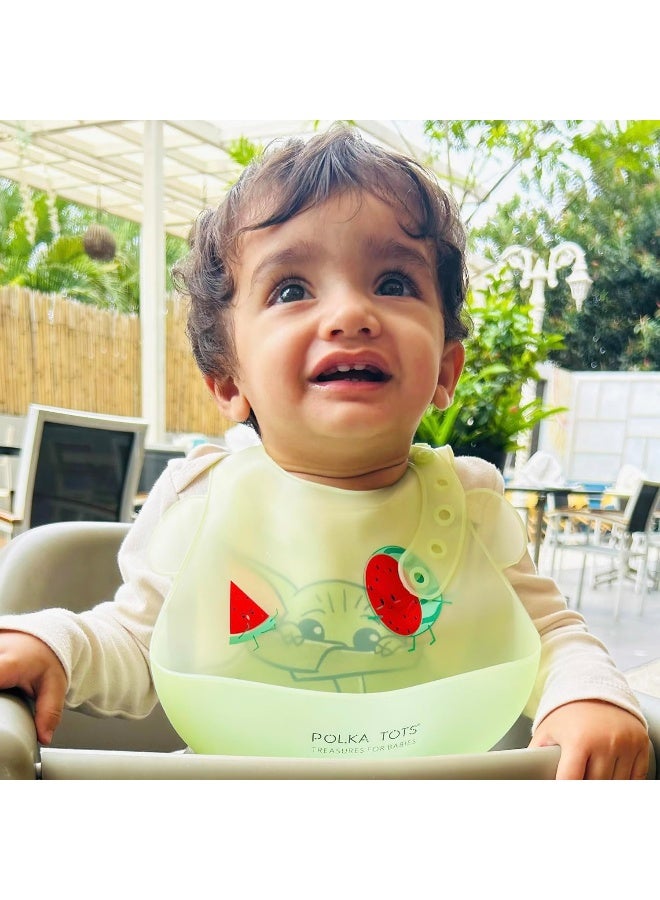 بولكاتوتس صدريات من السيليكون مقاومة للماء من بولكا توتس مع أزرار كبس قابلة للتعديل، فائقة الامتصاص وناعمة ومريحة وخفيفة الوزن لإطعام الرضع والأطفال الصغار - Image 2