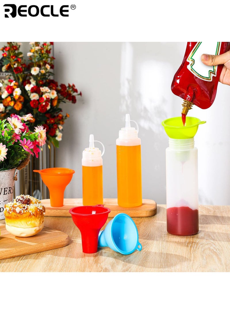 REOCLE 4PCS Silicone Funnels Wide Mouth Flexible Condiment Funnel Set for Home Restaurant Kitchen Squeeze Bottles Jars Cans Easy to Clean Heat-Resistant Ideal for Men Women - Image 2