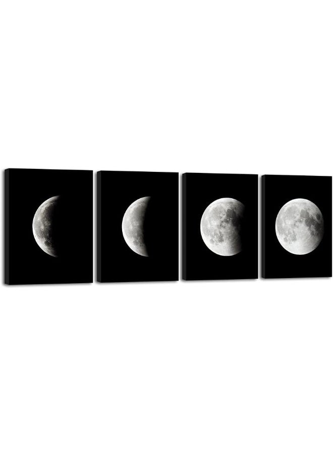 Wieco Art Wieco Art Eclipse of the Moon Modern Canvas Prints Wall Decorations for Living Room Abstract Space Black and White Pictures to Photo Paintings on Canvas Wall Art for Home Decorations Wall Decor  - Image 2