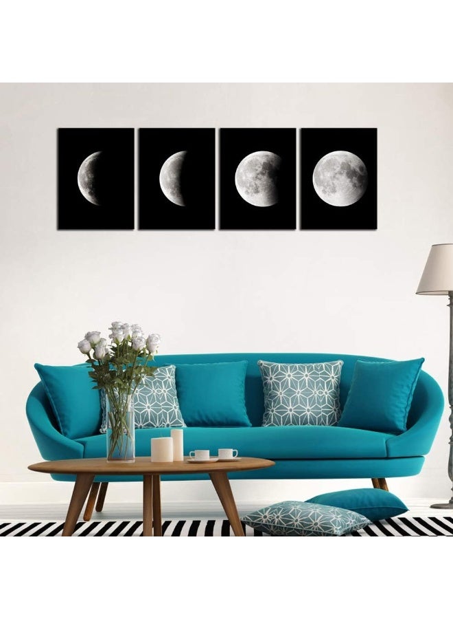 Wieco Art Wieco Art Eclipse of the Moon Modern Canvas Prints Wall Decorations for Living Room Abstract Space Black and White Pictures to Photo Paintings on Canvas Wall Art for Home Decorations Wall Decor  - Image 4