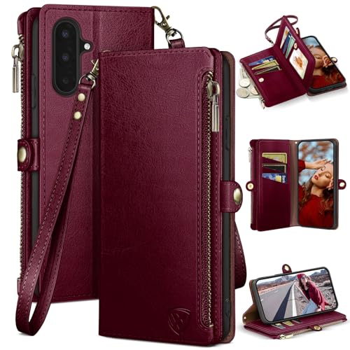 XcaseBar compatible with ‌Samsung Galaxy A17 5G Wallet case with Zipper Credit Card Holder【RFID Blocking】,Flip Folio Book PU Leather Phone case Shockproof Cover Women Men for Samsung A17 case Wine Red - Image 1