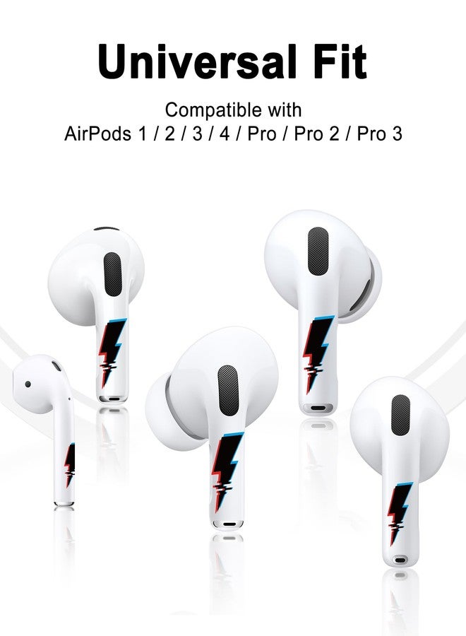 RockMax for AirPod Pro 2 Skin, Helps to Identify, Universal Fit for AirPods Pro 3/2/1 and Gen 1/2/3/4, Black Lightning Sticker Cover, Stylish Gift for Women and Teens - Image 4