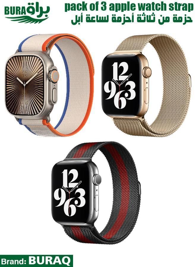 BURAQ Apple Watch Band Strap For Apple Watch Ultra 2/Ultra 49mm, Series 10 46mm, 9/8/7 45mm, SE2/SE/6/5/4 44mm, 3/2/1 42mm