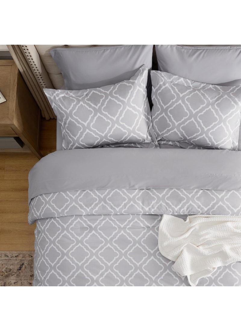 Bedsure Bedsure Full Comforter Set 7 Pieces - Grey Quatrefoil Comforters Full Size  Lightweight Bedding Sets for All Season  Bed in a Bag with Comforters  Sheets  Pillowcases & Shams  - Image 3