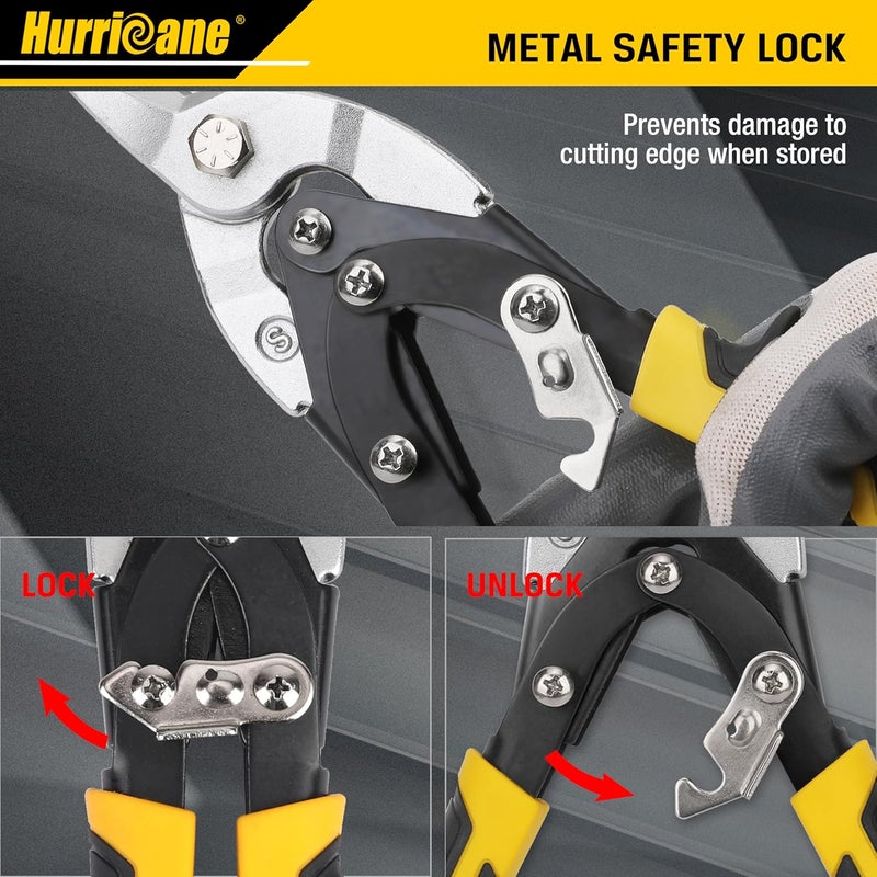 Hurricane 10 Inch Aviation Tin Snips, Cr-Mo Aviation Snips for Cutting Metal Sheet, Heavy Duty Sheet Metal Cutter Shear, Straight Cut, High Leverage Aviation Snip, Up to 40% Labor Saving - Image 5