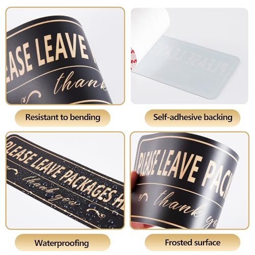 LUHIMO Please Leave Packages and Deliveries Here Sign Sticker，Self-Adhesive Waterproof Vinyl Delivery Signs for Packages, Place Packages Here Sign for Home，Office，Shop，Box, Door（10.7" x 3.7"） - Image 3