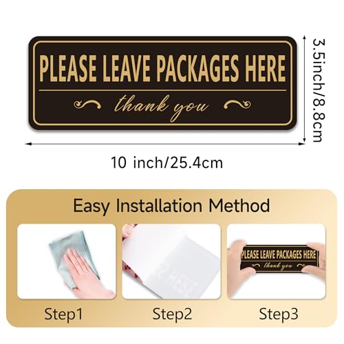 LUHIMO Please Leave Packages and Deliveries Here Sign Sticker，Self-Adhesive Waterproof Vinyl Delivery Signs for Packages, Place Packages Here Sign for Home，Office，Shop，Box, Door（10.7" x 3.7"） - Image 2