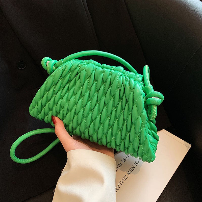 Women's PU Leather Shoulder Bag with Pleated Design - Image 2