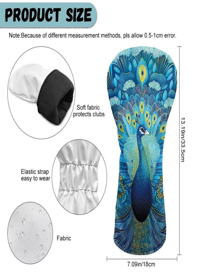 Oramclsy Peacock Golf Club Head Covers Premium Leather Waterproof Golf Driver Head Covers for Woods and Drivers Protect Against Scratches and Damage - Image 4