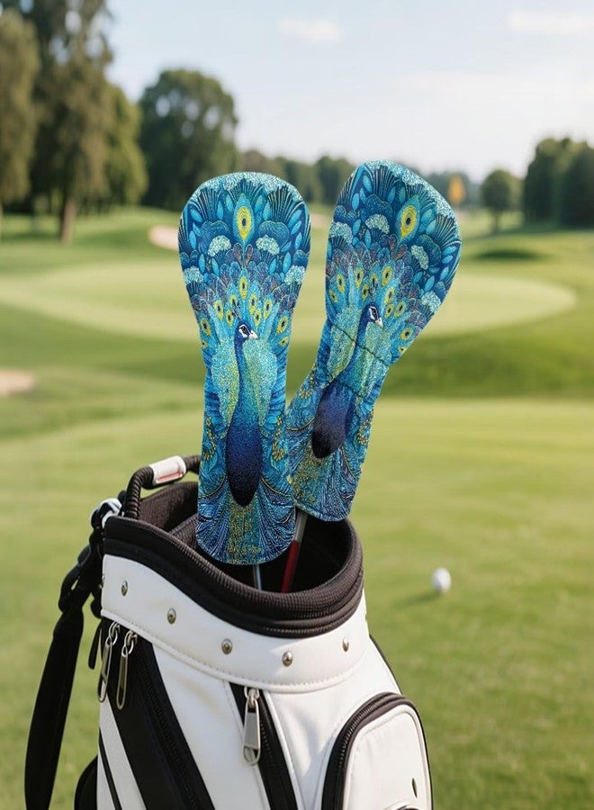 Oramclsy Peacock Golf Club Head Covers Premium Leather Waterproof Golf Driver Head Covers for Woods and Drivers Protect Against Scratches and Damage - Image 3