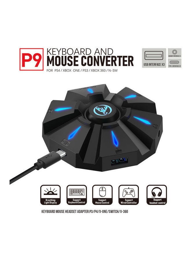 NIBEMINENT - Keyboard Mouse Converter with LED Light for PS4/PS3/Xbox One/Xbox 360/Switch Console - Image 1