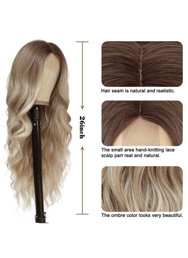 Long Blonde Wavy Wig For Women - 26 Inch Middle Part Curly Synthetic Heat Resistant Fiber Wig For Daily Party Use (Ombre Blonde) - pzsku/ZC4A29D47C3B49BD99D5BZ/45/_/1733730325/8d8489f9-41f5-43e7-a6a8-b1500cc9790a