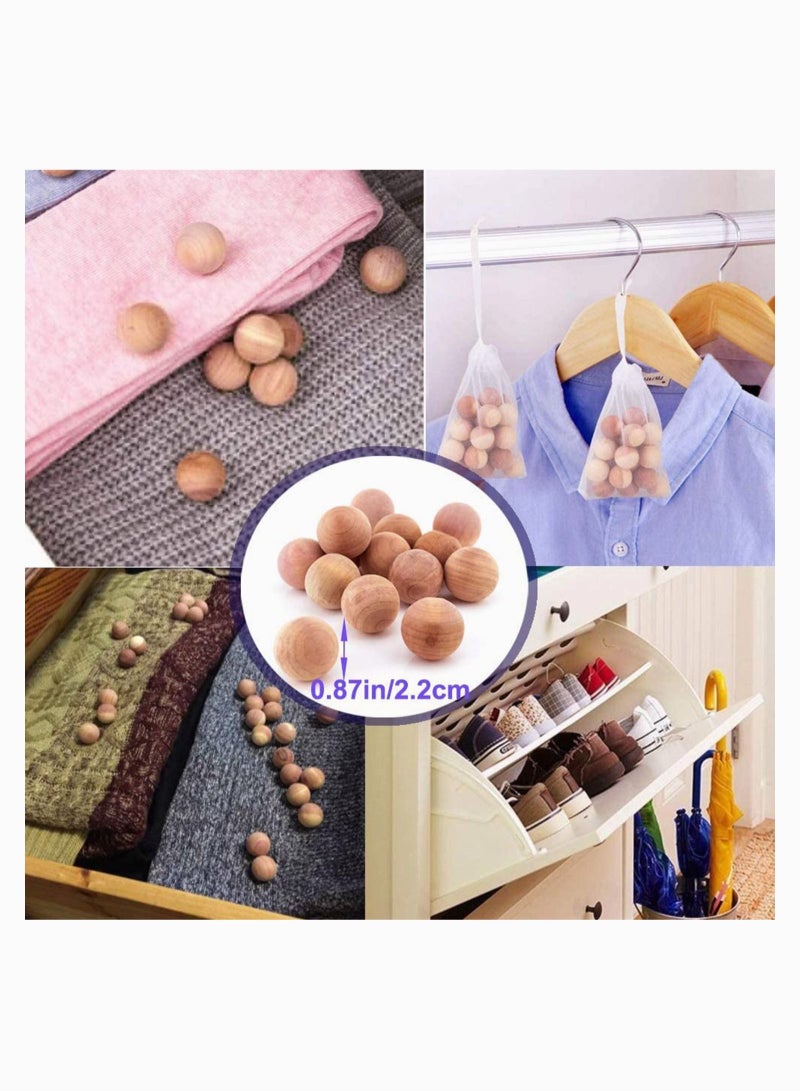 Captaintech Cedar Balls, Natural Aromatic Red Cedar Wooden Moth Balls Anti Moth Freshener & Deodoriser for Wardrobes Clothes Storage Drawer Wardrobe Freshener Accessories with 5 Satin Bags (30Pcs) - Image 5