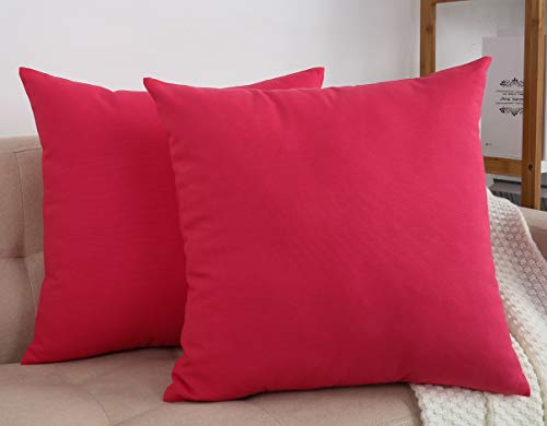 TangDepot Handmade Decorative Solid 100 Cotton Canvas Throw Pillow CoversCushion Covers 45 Colors Available 18x18 2 Pieces Watermelon Red 2 Count Pack of 1 - Image 1