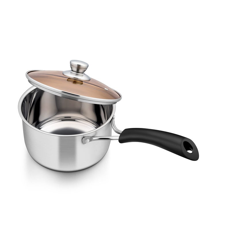 Herogo 1 Quart Saucepan with Lid 1810 Stainless Steel Small Sauce Pan Pot 1Qt Saucepan for Gas Electric Stove Top Camping Healthy  Rust Free