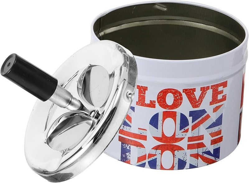 Automatic Windproof Tinplate Ashtray With Stable Base For Home Office Restaurant - Image 2