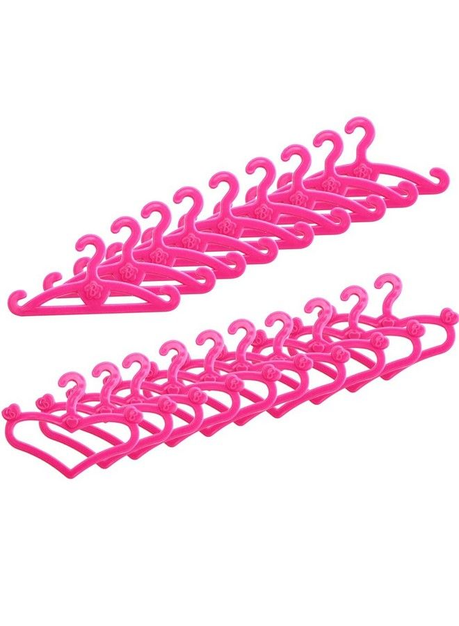 E-TING 60 قطعة شماعات بلاستيكية وردية صغيرة لملابس دمى الفتيات - Image 4