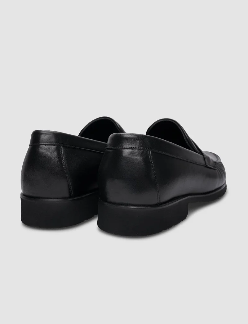 كاباني 100% Leather Black Laceless Men's Casual Shoes