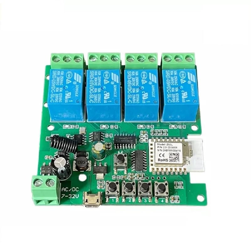 MHCOZY 4 Channel 12V ZigBee Relay Switch with Clean Contact, Adjustable Self-Lock and Momentary Interlock Working Mode,Automate Garage Gate Door Blind(Zigbee Hub Needed) - Image 1