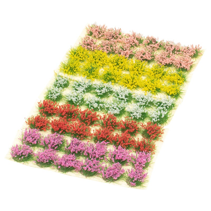 Warmtree 60 Pcs DIY Miniature Colorful Flower Cluster Self Adhesive Flower Vegetation Groups Static Grass Tufts for Train Landscape Railroad Scenery Sand Military Layout Model Miniature Bases and Dioramas - Image 5