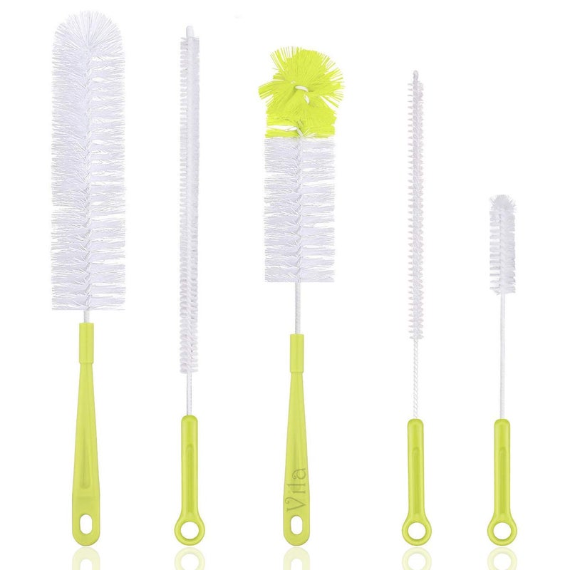 Vila 5Pack Reusable Straw Pipe Cleaner Brush Set Long Pipe Brush Cleaner Tool Kit Nylon Cleaning Brush for Water Bottle Teapot Narrow Neck Glass Containers Baby Bottle Jug Hookah Hydro Flask - Image 1