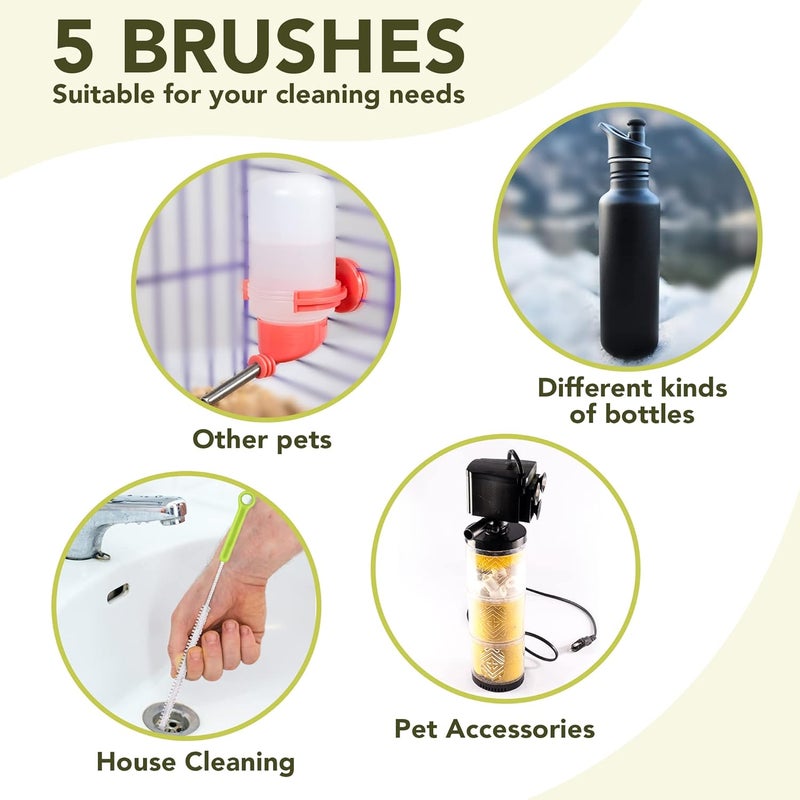 Vila 5Pack Reusable Straw Pipe Cleaner Brush Set Long Pipe Brush Cleaner Tool Kit Nylon Cleaning Brush for Water Bottle Teapot Narrow Neck Glass Containers Baby Bottle Jug Hookah Hydro Flask - Image 3