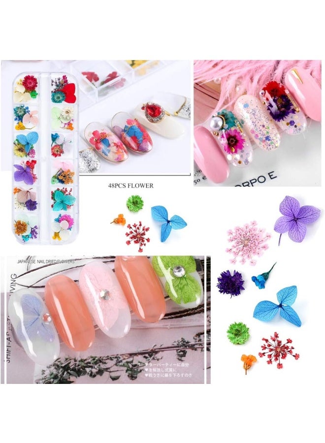 iFancer 108 Pcs Dried Flowers for Resin Nail Art 62 Colors 3D Dry Flowers for Nails 2 Boxes Small Tiny Dried Flowers for Nail Art Little Pressed Real Natural Flower Nail Art Design Decoration Supplies - Image 2