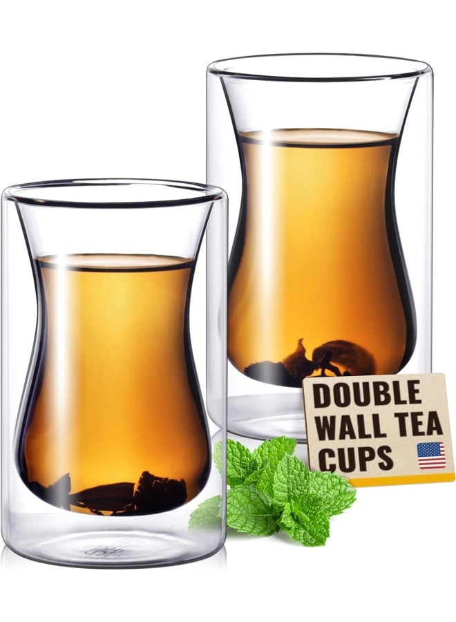 Eparé  Turkish Tea Cups - Set Of Two - Double-Walled Glass Tea Cup - Coffee Mug - Espresso - Cappuccino Beverages Cup - Image 3