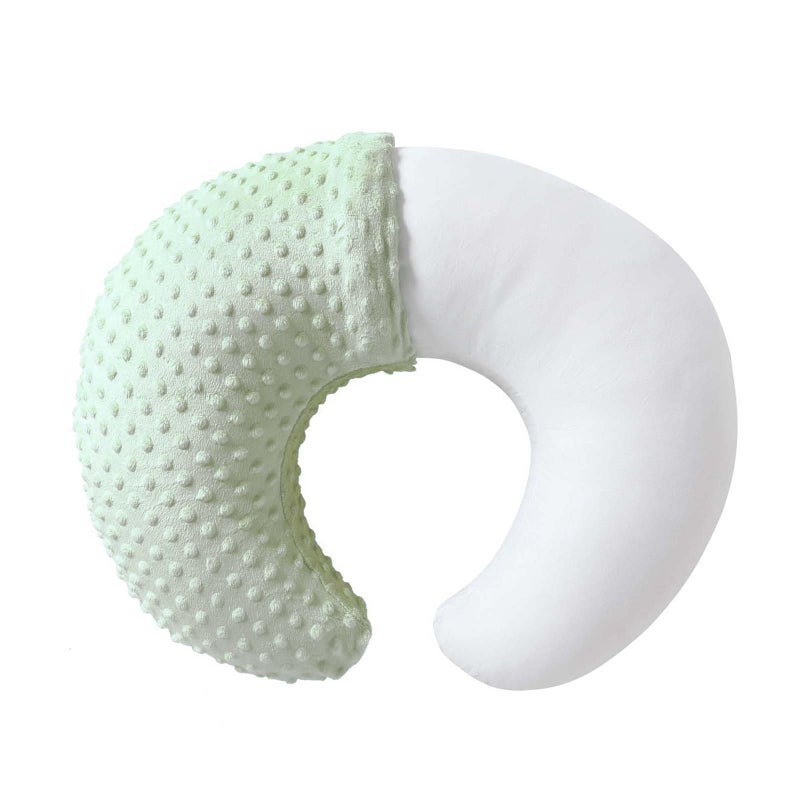 QUENESS Nursing Pillow and Positioner, Breastfeeding, Bottle Feeding, Baby Sitting Support with Removable Ultra Soft Cover, Tummy Time Support for Baby Boys and Girls (Green) - Image 1