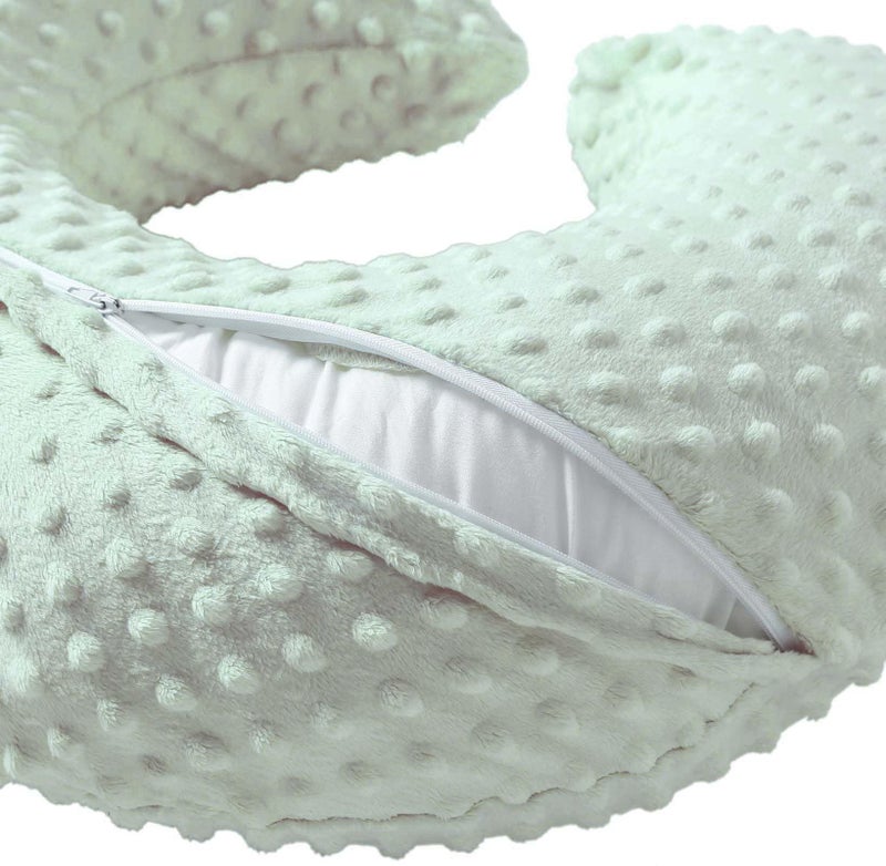 QUENESS Nursing Pillow and Positioner, Breastfeeding, Bottle Feeding, Baby Sitting Support with Removable Ultra Soft Cover, Tummy Time Support for Baby Boys and Girls (Green) - Image 2