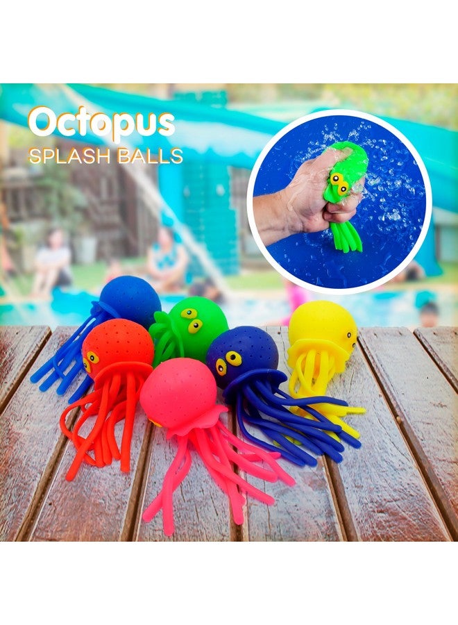 4E's Novelty Octopus Water Balls - Pack of 6 - Pool Toys for Kids Sensory Octopus Water Bomb Splash Balls, Toddler Bath Toy, Swimming Pool Floating Swim Toys, Easter Basket Stuffers - Image 4