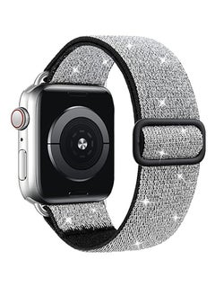 Nylon Solo Loop Stretchy Straps For Apple Watch Band 49mm 45mm 44mm 42mm, Elastic Wristbands Strap for iwatch Series 9 8 7 6 5 4 3 2 1 SE 2 SE Black Silver