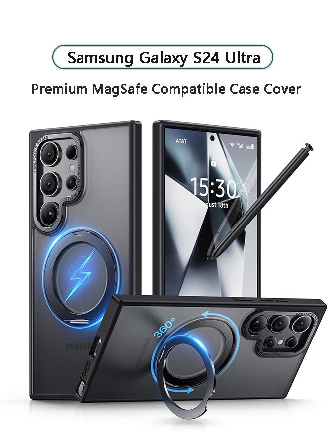 X-level Samsung Galaxy S24 Ultra Case Cover,  Compatible with MagSafe，360° Rotatable Magnetic Ring Kickstand, [Military-Grade Protection] [Raised Camera Frame] Shockproof Case, Black - Image 1