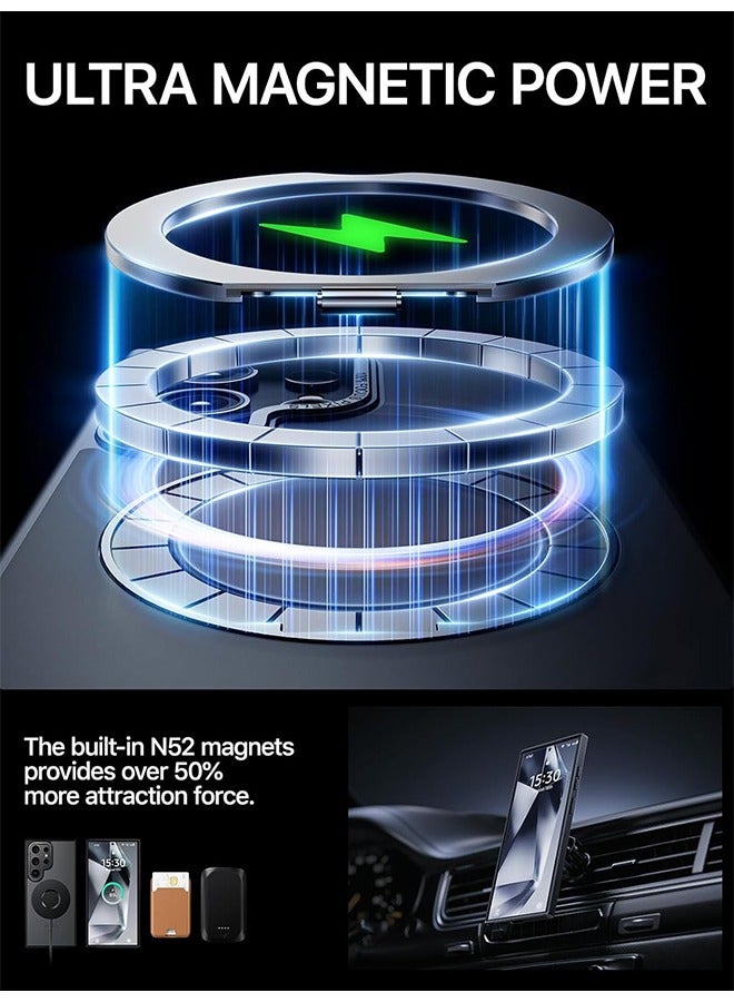 X-level Samsung Galaxy S24 Ultra Case Cover,  Compatible with MagSafe，360° Rotatable Magnetic Ring Kickstand, [Military-Grade Protection] [Raised Camera Frame] Shockproof Case, Black - Image 3