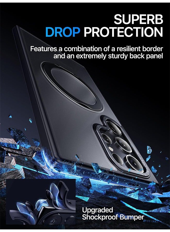 X-level Samsung Galaxy S24 Ultra Case Cover,  Compatible with MagSafe，360° Rotatable Magnetic Ring Kickstand, [Military-Grade Protection] [Raised Camera Frame] Shockproof Case, Black - Image 4
