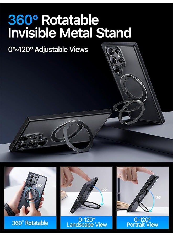 X-level Samsung Galaxy S24 Ultra Case Cover,  Compatible with MagSafe，360° Rotatable Magnetic Ring Kickstand, [Military-Grade Protection] [Raised Camera Frame] Shockproof Case, Black - Image 2