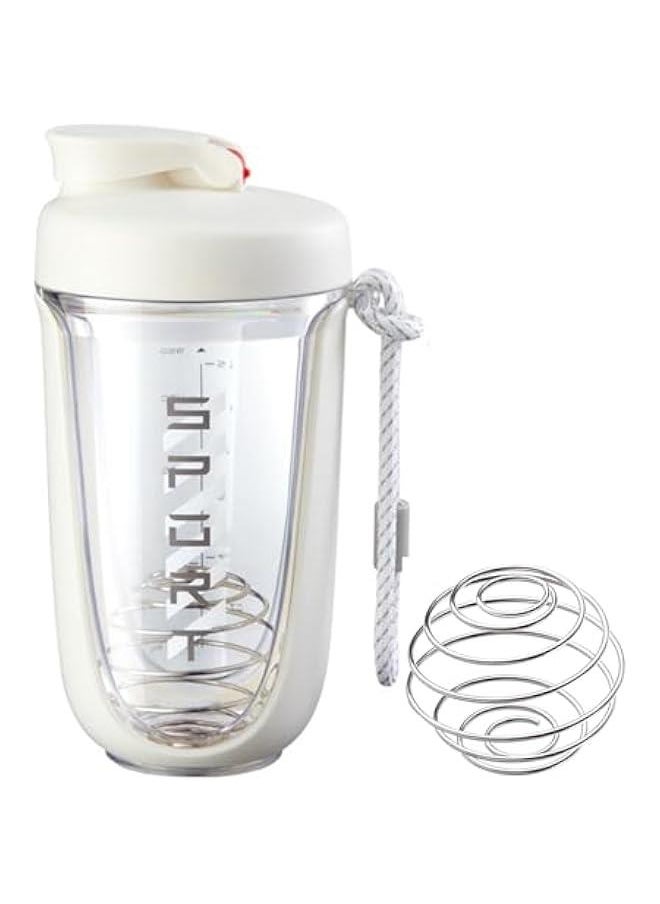 TRASSLE Protein Shaker Bottle 20 oz Protein Shaker Cup Shaker Bottle for Protein Mixes Leakproof Shaker BPA Free Protein Shaker with Blender Ball for Gym Fitness(White)  - Image 1