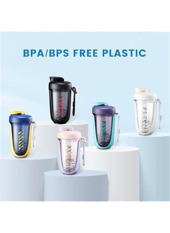 TRASSLE Protein Shaker Bottle 20 oz Protein Shaker Cup Shaker Bottle for Protein Mixes Leakproof Shaker BPA Free Protein Shaker with Blender Ball for Gym Fitness(White)  - Image 3