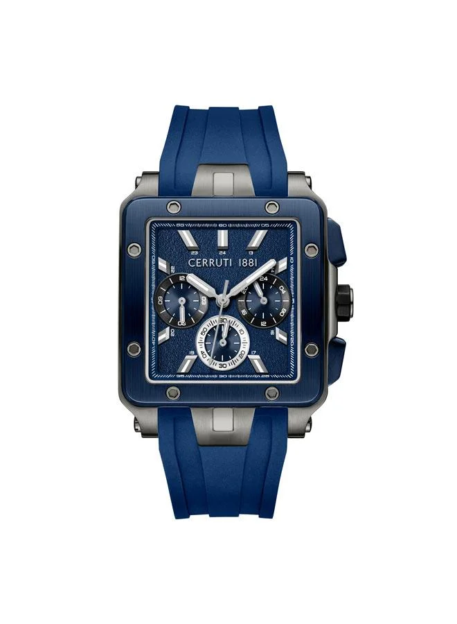 شيروتي 1881 Odissea Master 40.25mm Blue Dial Silicone Strap Multifunction Watch For Men