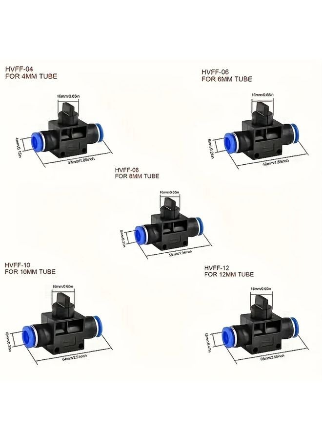Hvff 8mm 4Pcs Push In Connect Air Ball Valve Plastic Nickel Pneumatic System - Image 2