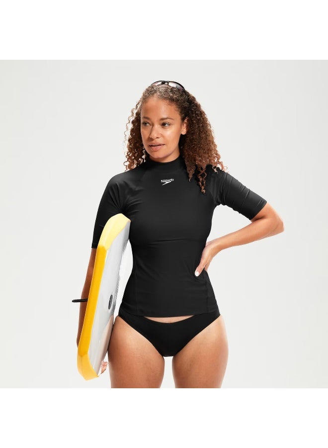 Speedo Women's Short Sleeve Rash Top - Black | Premium Swimwear & Swimming Accessory by Speedo for Training, Fitness and Recreational Use - Image 4