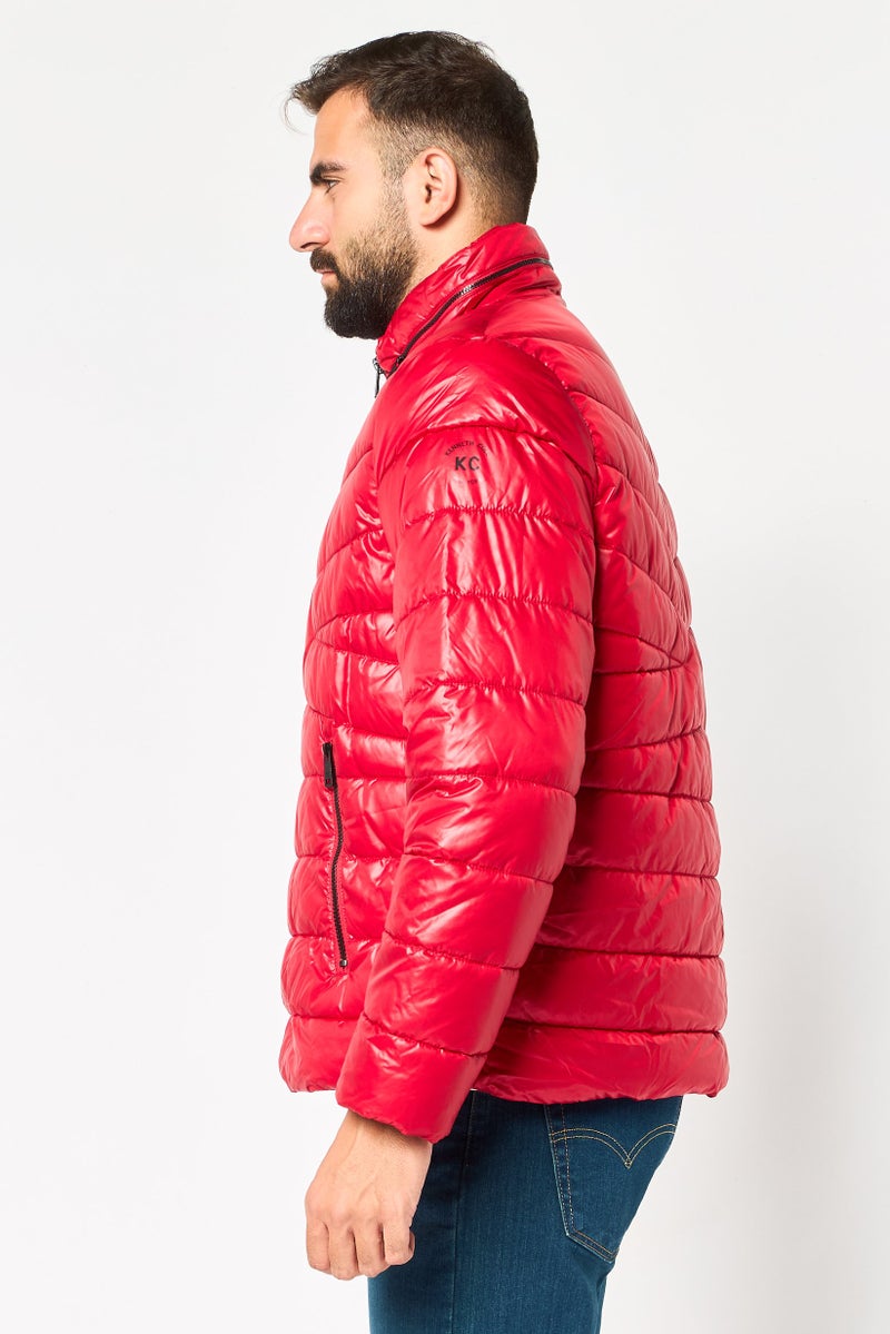 Kenneth Cole Men Quilted Long Sleeve Puffer Jacket, Red - Image 3