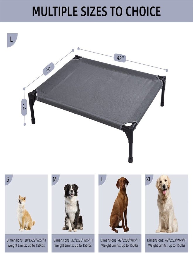 pettycare Elevated Outdoor Dog Bed - Raised Cot for Large Dogs, Heavy Duty Pet Cots Waterproof, Cooling, Washable Breathable Teslin Mesh, Durable, Non Slip, 42 Inches, Grey - Image 4