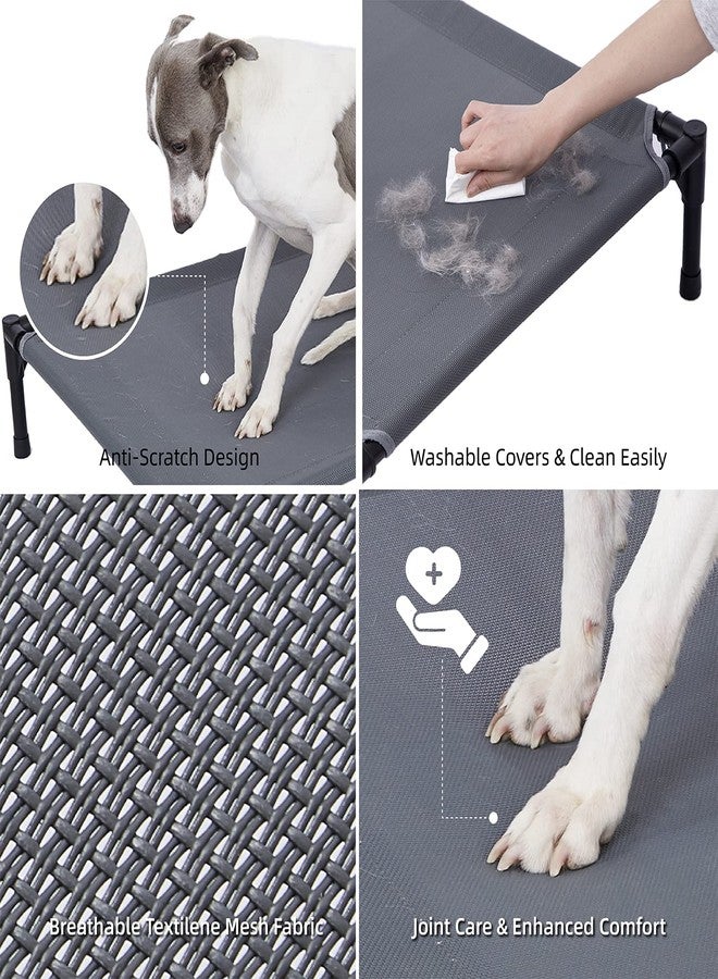 pettycare Elevated Outdoor Dog Bed - Raised Cot for Large Dogs, Heavy Duty Pet Cots Waterproof, Cooling, Washable Breathable Teslin Mesh, Durable, Non Slip, 42 Inches, Grey - Image 5