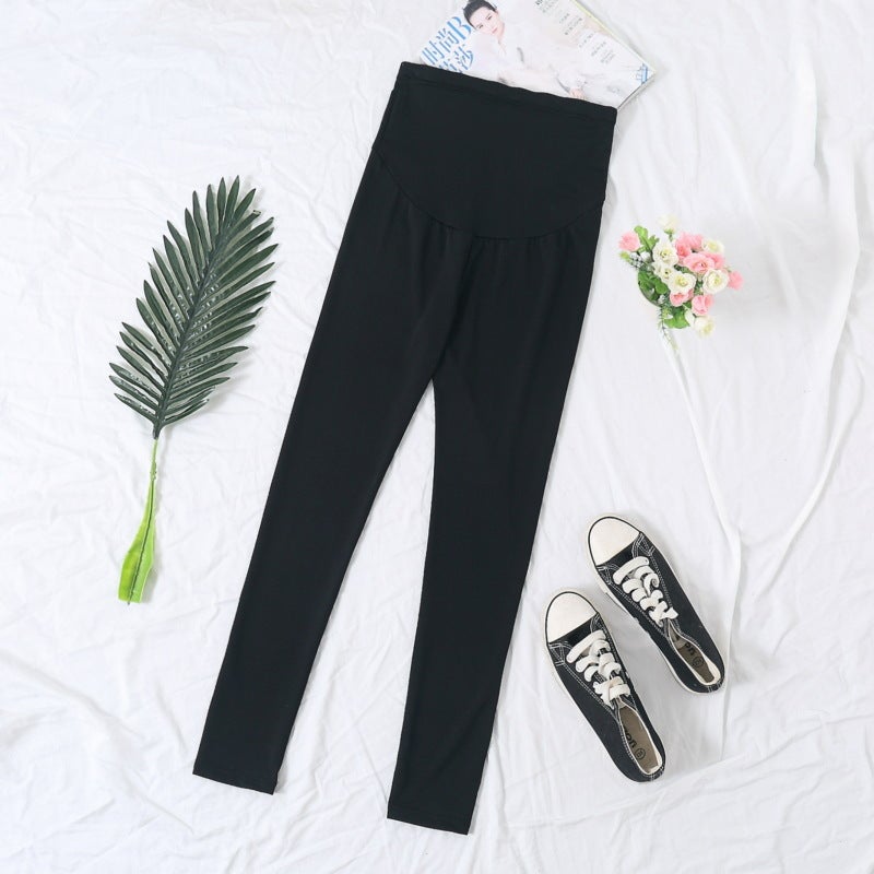 Maternity Solid Color Adjustable Slim Capris 901 black
