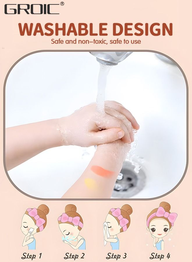 GROIC 16 PCS Kids Makeup Kit Washable Kit, Girl Toys Real Cosmetic Set with Rotating Case, Safe & Non-Toxic Toy Pretend Beauty Portable Flower Box - Image 4