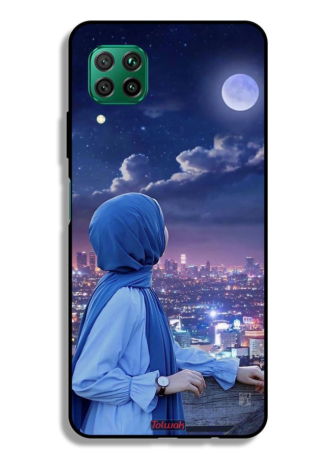 Tolwak Huawei P40 lite 4G Protective Case Cover Looking At Moon Hijab Girl - Image 2