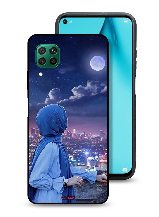 Tolwak Huawei P40 lite 4G Protective Case Cover Looking At Moon Hijab Girl - Image 1
