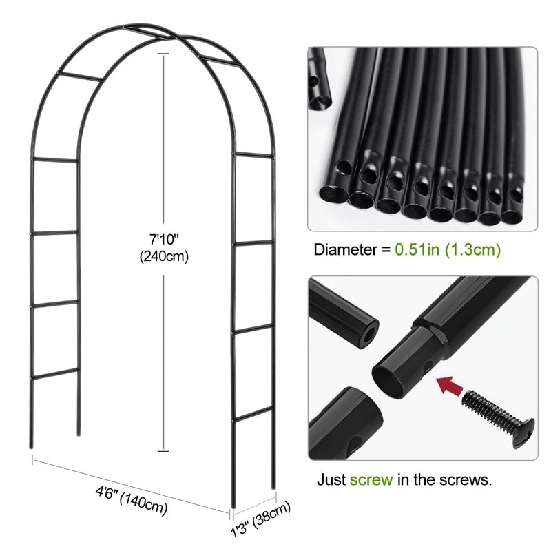 LeJoy Garden Metal Pergola Arbor,4.6 Feet Wide x7.9 Feet High Assemble Freely for Various Climbing Plant Wedding Garden Arch Bridal Party Decoration Wide Arbor - Image 4