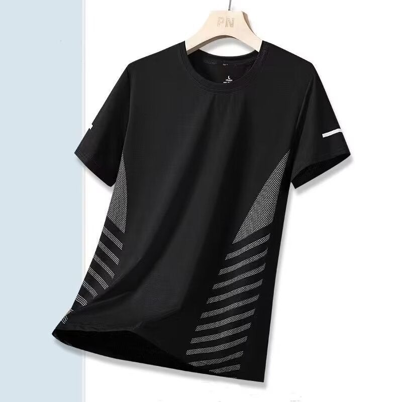 Ice Silk Short-Sleeved Pure Color Breathable Hole Quick-Drying Non-Balling High-Elastic Skin-Friendly Outdoor Sports Casual Fashion Men'S T-Shirt - Image 5